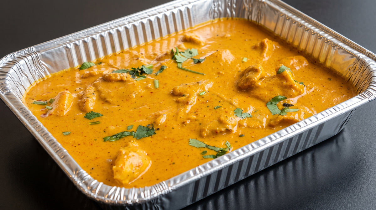 Lamb Korma (lamb in creamy korma sauce) catering tray from Arun's Indian Kitchen