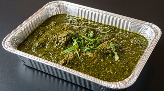 Chicken Saag (chicken and spinach curry) catering tray from Arun's Indian Kitchen