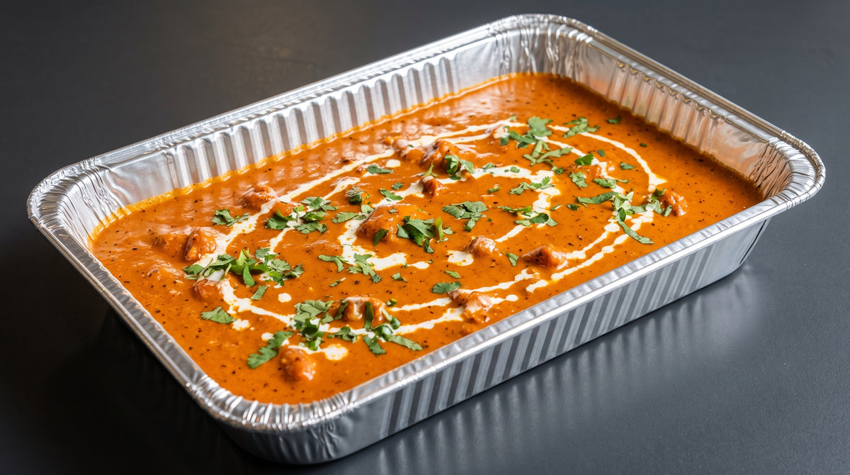 Lamb Tikka Masala (lamb in creamy tomato masala) catering tray from Arun's Indian Kitchen