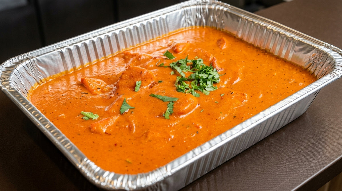 Chicken Tikka Masala (chicken in creamy tomato masala) catering tray from Arun's Indian Kitchen