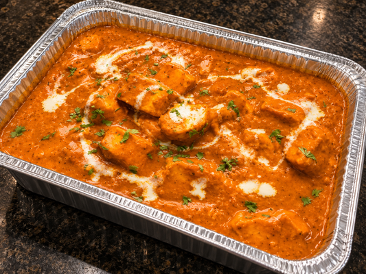 Paneer Makhani (butter paneer) catering tray from Arun's Indian Kitchen